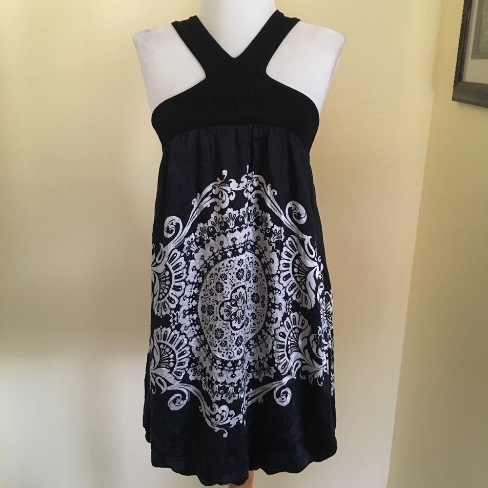 Bebe Black and White Mandala Bubble Dress